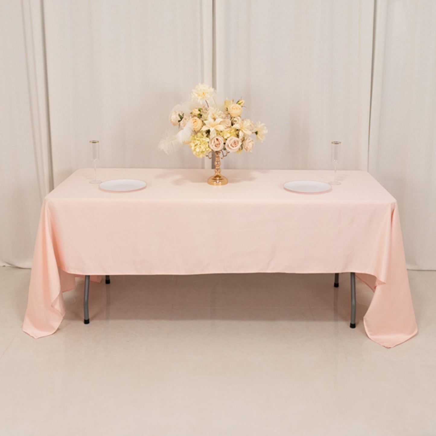 Lamour Satin 60"x126" Rectangle Tablecloth Blush - Soft & Silk-Like Table Cover