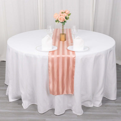 Satin 12"x108" Table Runner Dusty Rose - Stripe Table Decor