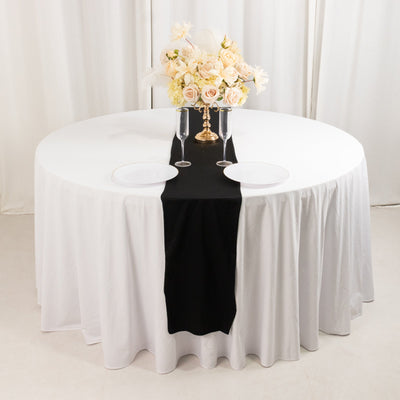 Scuba Polyester 12’’x108’’ Table Runner Black - Wrinkle-Free Table Linen for Events & Weddings - Runners