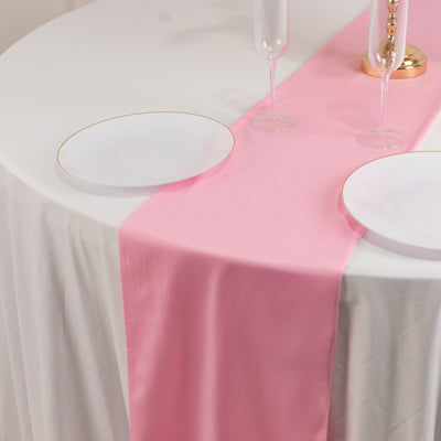 Scuba Polyester 12’’x108’’ Table Runner Pink - Wrinkle-Free Table Linen - Runners
