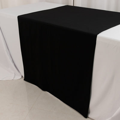 Scuba Polyester 36’’x72’’ Wide Table Runner Black - Wrinkle-Free Trade Show Table Linen - Runners