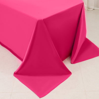 Scuba Rectangular 90’’x132’’ Tablecloth Fuchsia - Wrinkle Free Stain Resistant & Seamless Table Cover - Tablecloths