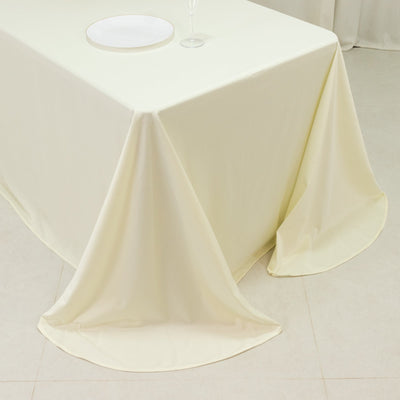 Scuba Rectangular 90’’x132’’ Tablecloth Ivory with Rounded Corners – Seamless Wrinkle Free & Stain Resistant Table