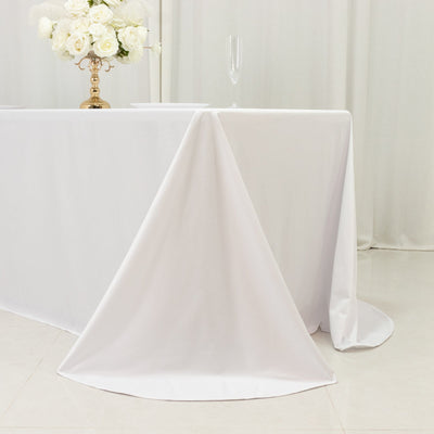 Scuba Rectangular 90’’x132’’ Tablecloth White with Rounded Corners – Seamless Wrinkle Free & Stain Resistant Table
