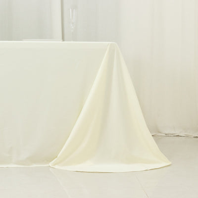Scuba Rectangular 90’’x156’’ Tablecloth Ivory with Rounded Corners – Seamless Wrinkle Free & Stain Resistant Table