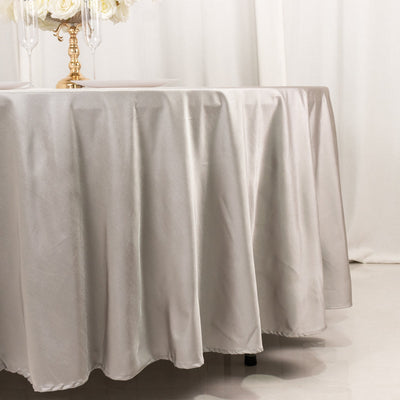 Scuba Round 108’’ Tablecloth Shimmering Silver - Wrinkle Free & Stain Resistant Table Cover - Tablecloths