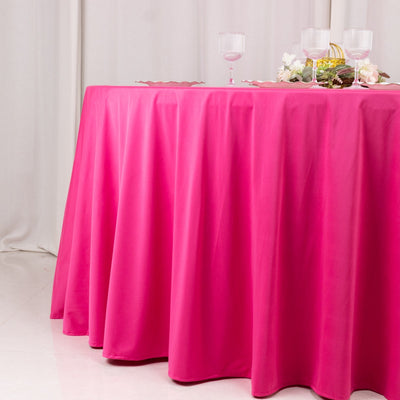 Scuba Round 120’’ Tablecloth Fuchsia - Wrinkle Free & Stain Resistant Seamless Table Cover - Tablecloths