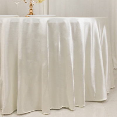Scuba Round 120’’ Tablecloth Shimmering Pearl White - Wrinkle Free Stain Resistant & Seamless Table Cover - Tablecloths
