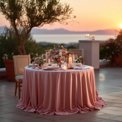 Scuba Round 132’’ Tablecloth Dusty Rose - Wrinkle Free & Stain Resistant Seamless Table Cover - Tablecloths