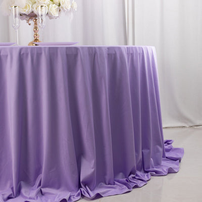 Scuba Round 132’’ Tablecloth Lavender Lilac - Wrinkle Free & Stain Resistant Seamless Table Cover - Tablecloths