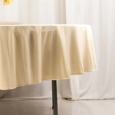 Scuba Round 90’’ Tablecloth Beige - Wrinkle Free & Stain Resistant Table Cover - Tablecloths