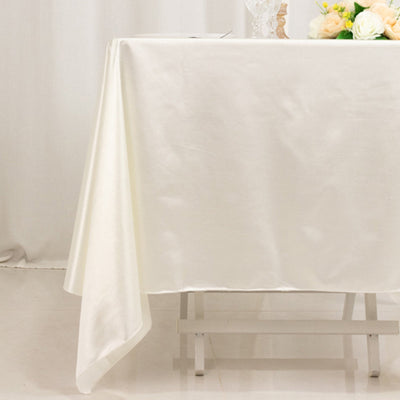 Scuba Square 70’’x70’’ Tablecloth Shimmer Pearl White - Wrinkle Free & Stain Resistant Table Cover for Weddings