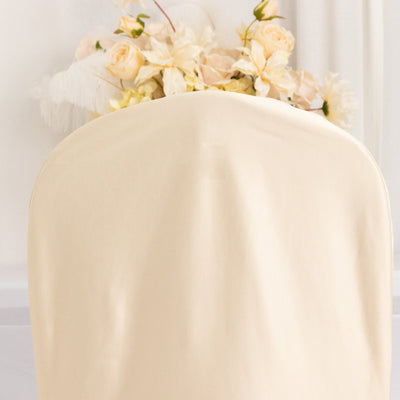 Scuba Stretch Chair Cover Beige for Banquet Chairs Slim Fit Design - Wrinkle Free and Durable Slipcover - Chair Covers