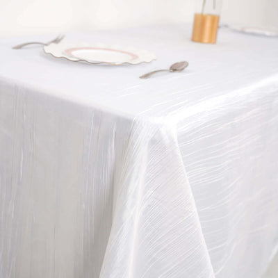 Taffeta 90"x132" Rectangle Tablecloth White - Seamless Accordion Crinkle Design for Sophisticated Gatherings