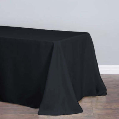 Polyester 90"x132" Rectangle Tablecloth Black - Rounded Corners and Seamless Table Cover