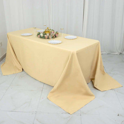 Premium Polyester 90"x132" Rectangle Tablecloth Champagne - Seamless 220GSM Stain-Resistant Table Cover