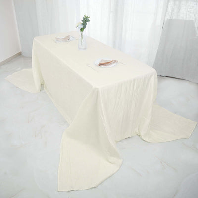 Taffeta 90"x156" Rectangle Tablecloth Ivory - Accordion Crinkle Seamless Table Cover