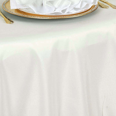 Fire Retardant Premium Polyester 132" Round Tablecloth Ivory - High-Performance Seamless Table Cover