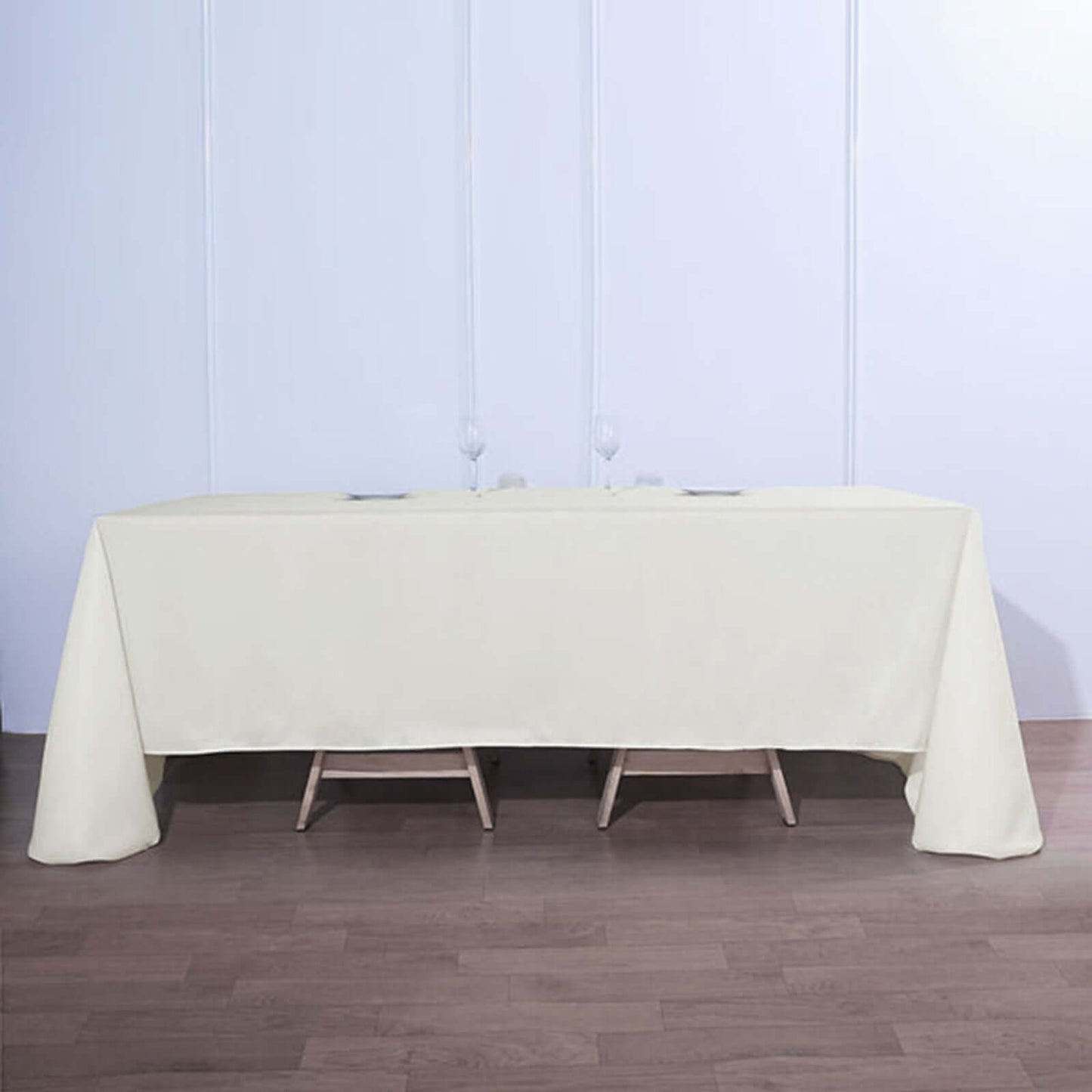 Polyester 90"x132" Rectangle Tablecloth Ivory - Seamless Wrinkle-Resistant Table Cover