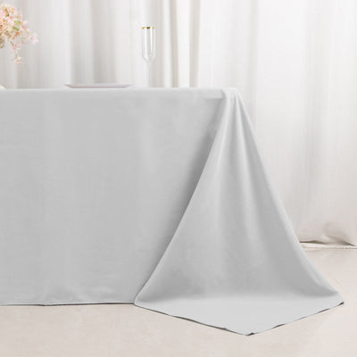 Premium Polyester 90"x132" Rectangle Tablecloth Silver - Seamless 220GSM Stain-Resistant Table Cover