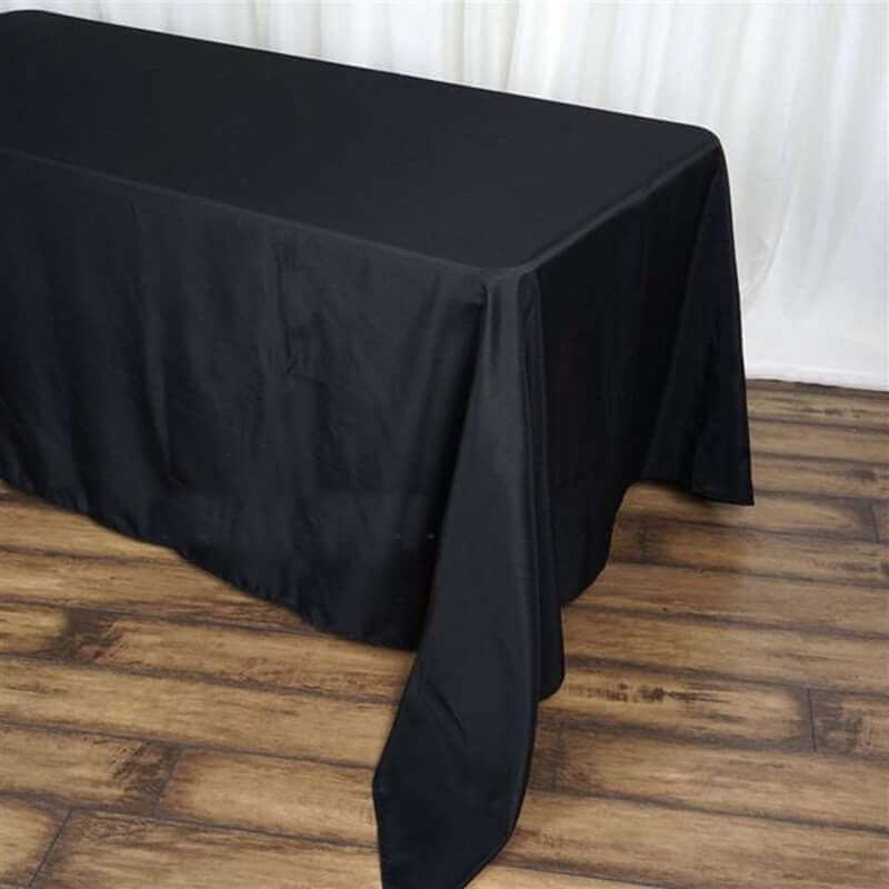 Polyester 90"x156" Rectangle Tablecloth Black - Seamless Wrinkle-Resistant Design for Sophisticated Gatherings