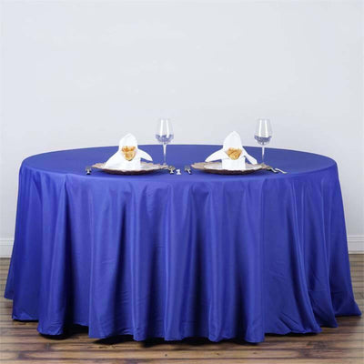 Polyester 120" Round Tablecloth Royal Blue - Seamless Wrinkle-Resistant Table Cover