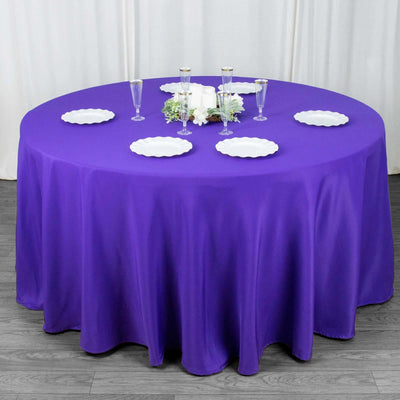 Premium Polyester 120" Round Tablecloth Purple - Seamless 220GSM Wrinkle-Resistant Table Cover