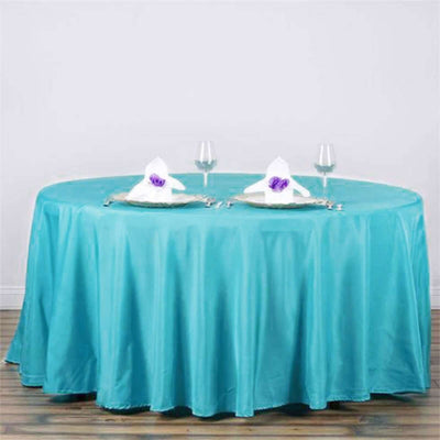 Polyester 120" Round Tablecloth Turquoise - Seamless Wrinkle-Resistant Table Cover