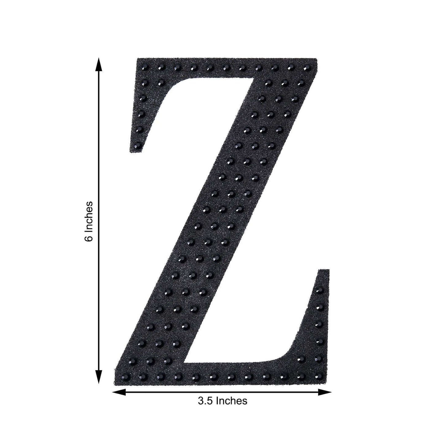 Decorative Rhinestone Alphabet "Z" Letter Stickers, Glitter Adhesive Craft Letters Black DIY Sparkle Embellishments 6"