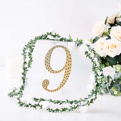 Decorative Rhinestone Number "9" Stickers, Glitter Adhesive Craft Numbers Gold DIY Sparkle Embellishments 8"