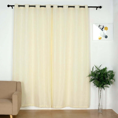 2 Pack Handmade Ivory Faux Linen Curtains 52"x96", Curtain Panels With Chrome Grommets