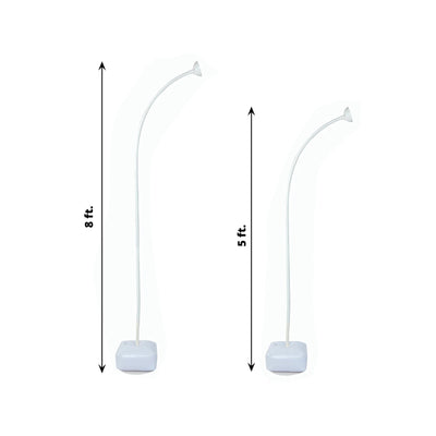 Set of 2 Free Bending White Balloon Column Stand Kit Half Arch Balloon Tower Stands with Water Fillable Base Hand Air