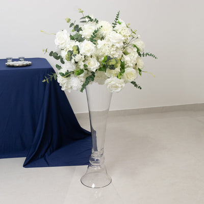 Set of 2 Glass Trumpet Vases Reversible Clarinet Style Clear - Decorative Flower Centerpieces for Events 30’’