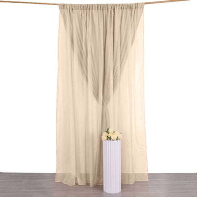Nude Chiffon Polyester Event Curtain Drapes, Dual Layer Divider Backdrop Curtain Panels with Rod Pockets - 10ftx10ft