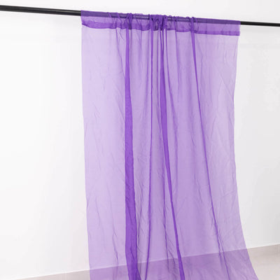 5ftx32ft Purple Chiffon Curtain Panel, Durable Flame Resistant Backdrop Ceiling Drapery With Rod Pocket