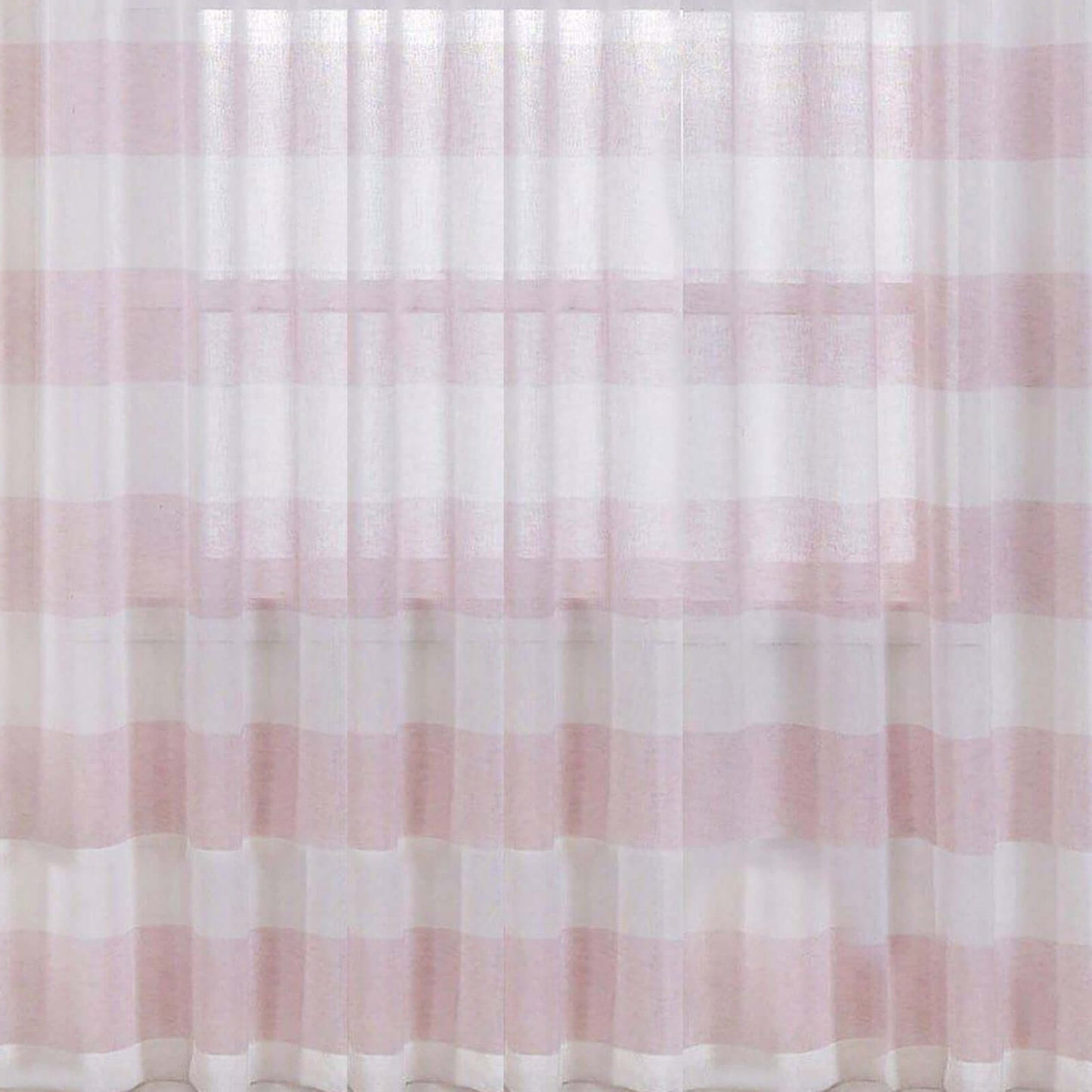2 Pack White Blush Cabana Print Faux Linen Curtain Panels With Chrome Grommet - 52"x108"
