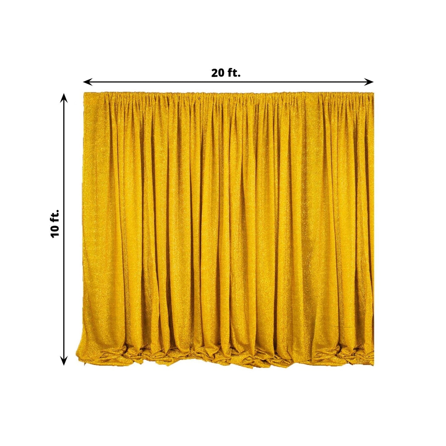 20ftx10ft Gold Metallic Shimmer Tinsel Event Curtain Drapes, Backdrop Event Panel