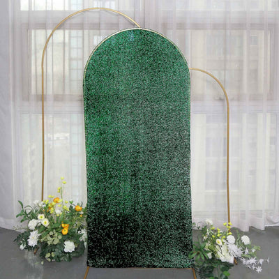 6ft Hunter Emerald Green Shimmer Tinsel Spandex Chiara Backdrop Stand Cover For Fitted Round Top Wedding Arch