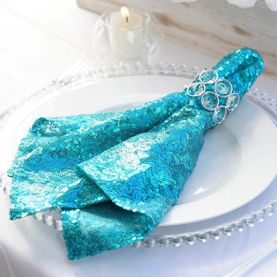 Sequin 20"x20" Napkin Turquoise - Shimmering Dinner Napkin