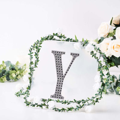 Decorative Rhinestone Alphabet "Y" Letter Stickers, Glitter Adhesive Craft Letters Black DIY Sparkle Embellishments 8"
