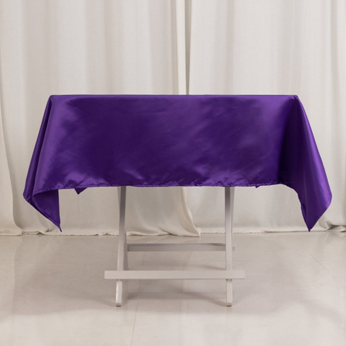 Lamour Satin 54"x54" Square Tablecloth Purple - Durable & Silk-Like Table Cover