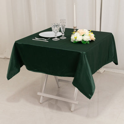 Lamour Satin 54"x54" Table Overlay Square Tablecloth Hunter Emerald - Durable & Silk-Like Table Cover