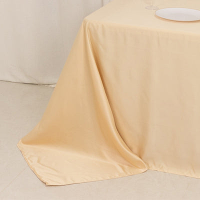 Lamour Satin 90"x132" Rectangle Tablecloth Beige - Soft & Silk-Like Seamless Table Cover