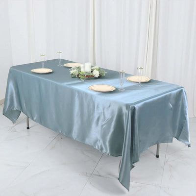 Satin Rectangular 60"x102" Tablecloth Dusty Blue - Smooth and Lustrous Table Cover