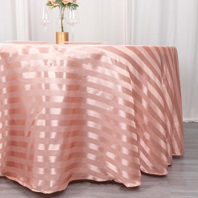 Satin Striped 120" Round Tablecloth Dusty Rose - Silky Smooth Seamless Table Cover