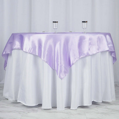 Satin 60"x60" Table Overlay Square Tablecloth Lavender Lilac - Smooth Silky Touch Table Cover