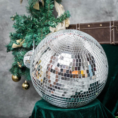 16" Large Silver Foam Disco Mirror Ball With Hanging Swivel Ring, Holiday Party Decor