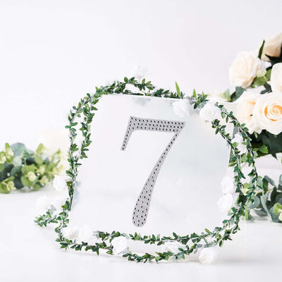 Decorative Rhinestone Number "7" Stickers, Glitter Adhesive Craft Numbers Silver DIY Sparkle Embellishments 8"