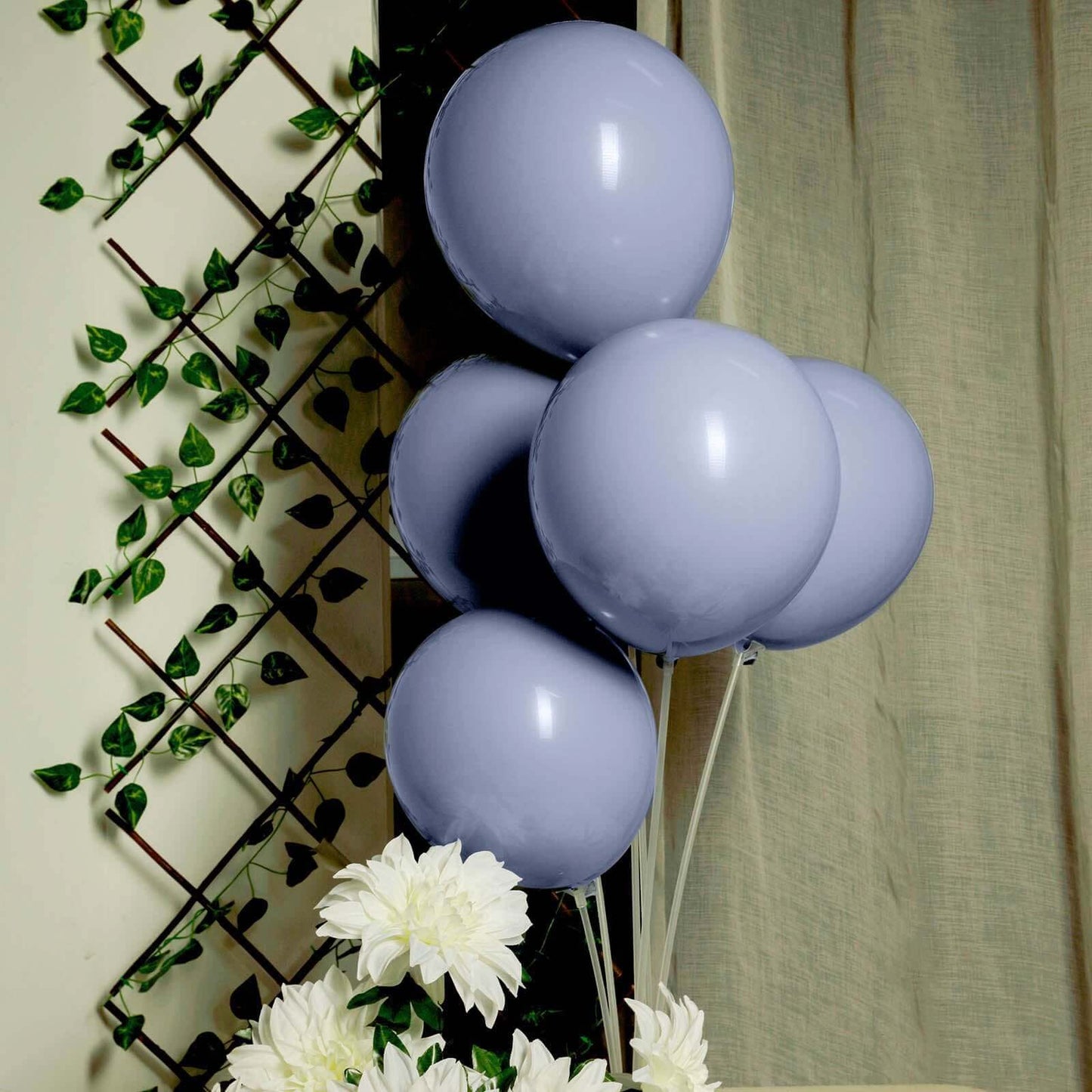 25 Pack 10" Matte Blue Gray Double Stuffed Prepacked Latex Balloons