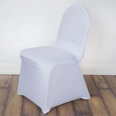 10 Pack Spandex Chair Covers for Banquet Chairs White - Durable Reusable Stretch Slip-On Covers for Gatherings